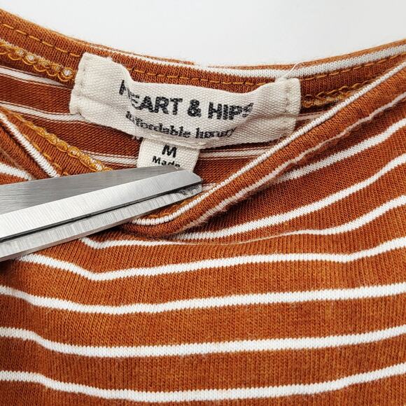 Heart & Hips Reddish Brown & White Striped Sleeveless Bodycon Tank Dress Size M - Picture 4 of 5